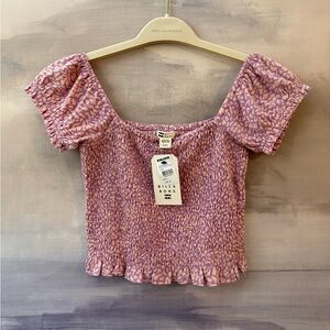BILLABONG Smocked Crop Top Purple and Pink Ruffles